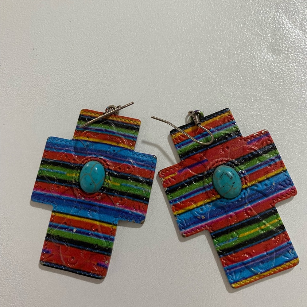 Serape Cross Earrings